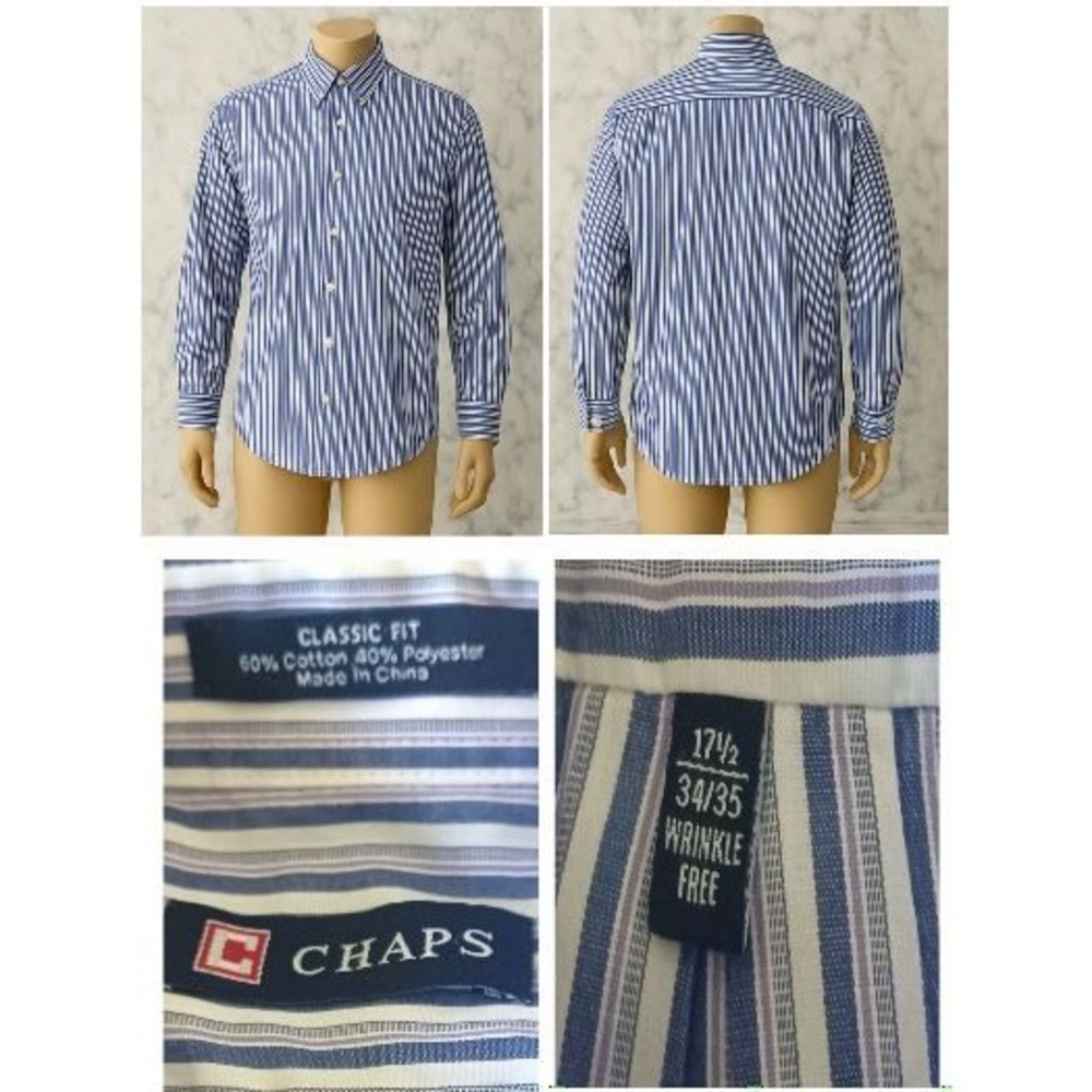 Chaps "Classic‎ Fit" Shirt Men  XL Button Down Wrinkle Free Classic Office